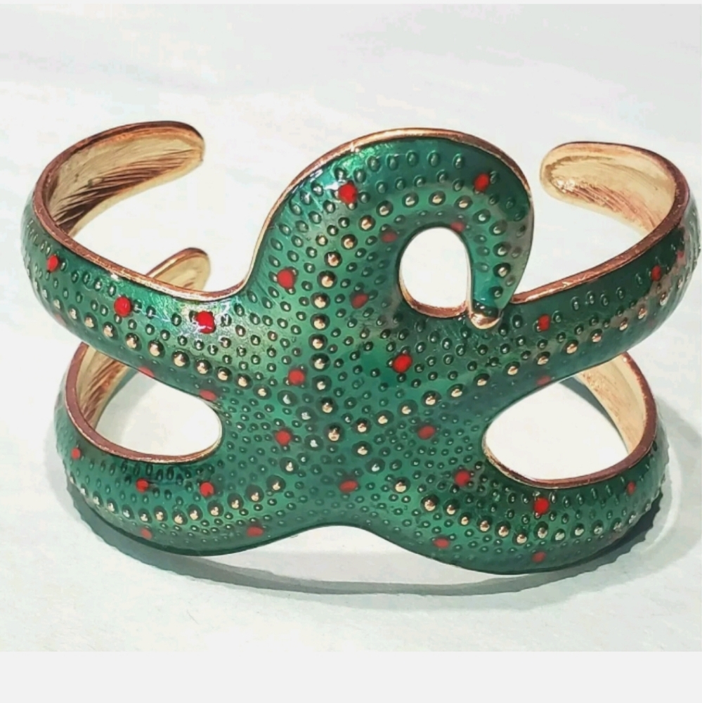Starfish Cuff Bracelet Aqua Green Adjustable